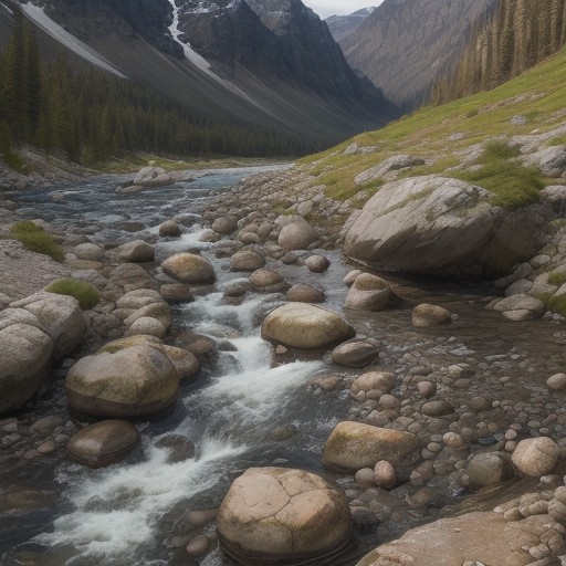 【渓流釣り】魚探で探すポイント | 山奥の川での釣り体験 をイメージした 山、山、川 の写真
