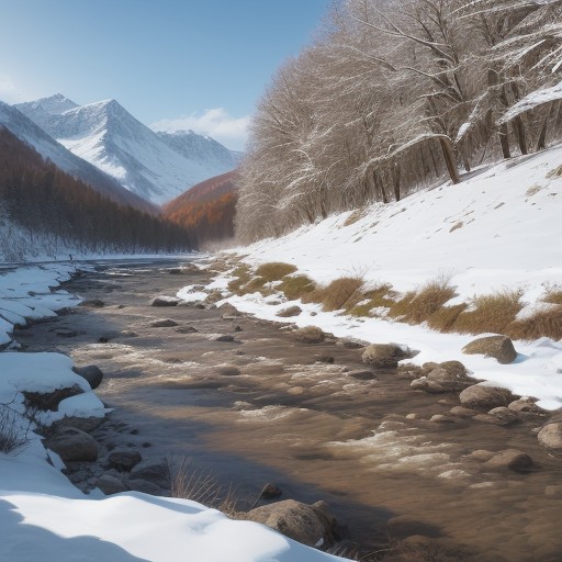 【渓流釣り】水温の変化による魚の動き | ポイント選びのコツ をイメージした 春、夏、秋、冬、雪景色、山 の写真