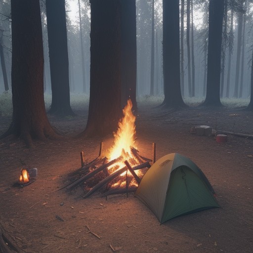 【焚き火】後始末の手順 | キャンプ場での安全な消火方法 をイメージした自然風景の写真