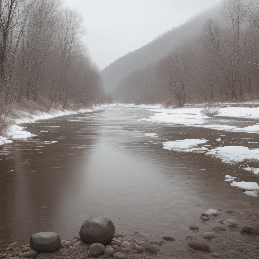 【川釣り】雨が水量に与える影響 | 釣果が変わるタイミングと判断基準 をイメージした 冬、川 の写真