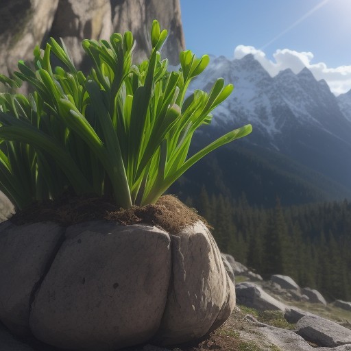【ギョウジャニンニク】採取のタイミング | 山での見つけ方と注意点 をイメージした 春、松林、山 の写真