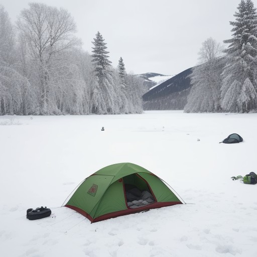 【氷上釣り】安全に釣るための準備 | 冬の湖で気をつけるポイント をイメージした 冬、雪景色、湖 の写真