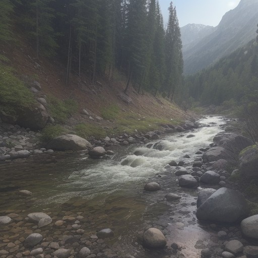 【渓流釣り】底取りのコツ | 川の流れに合わせるポイント をイメージした 山、川 の写真