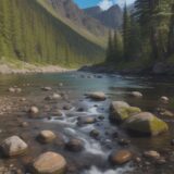 【ヤマメ】初心者向けの釣り仕掛け | 山 stream での準備とコツ をイメージした 広角の風景、山 の写真