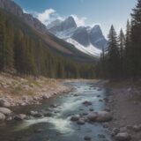 【渓流釣り】擬似餌で狙う山 stream | 流れの速いポイントでの攻略法 をイメージした 広角の風景、山 の写真