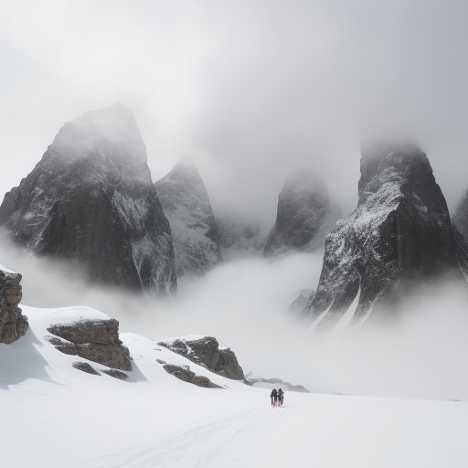 【登山】霧が出たときの停滞判断 | 下山のタイミングと注意点 をイメージした 広角の風景、山 の写真