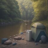【川魚採取】生き物を運ぶ容器 | 持ち帰りの準備と注意点 をイメージした 広角の風景、川 の写真