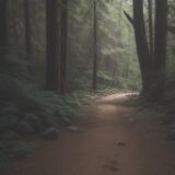 【ツキノワグマ】登山の道中で見つけた足跡 | 遭遇を防ぐ注意点 をイメージした 広角の風景、登山道、ハイキング の写真