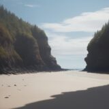 【潮位】低い時の海辺歩き | 安全に歩くための注意点 をイメージした 広角の風景 の写真