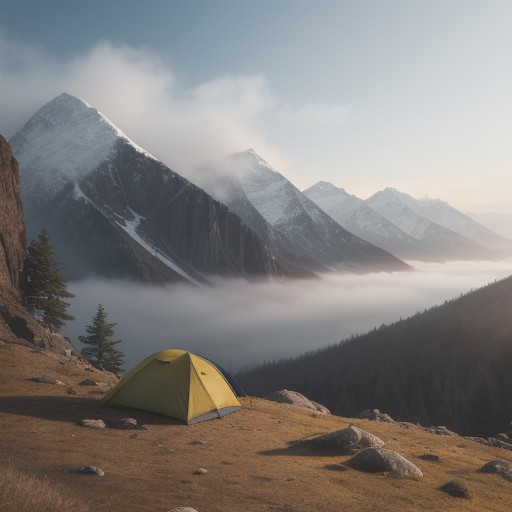【登山】早朝の霧が出るタイミング | 天気の予測と対策について をイメージした 広角の風景、山 の写真