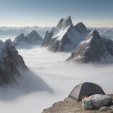 【登山】稜線の霧での停滞判断 | 安全に下山するためのルール をイメージした 広角の風景、山、稜線 の写真