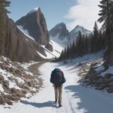 【登山】追い越しのマナー | 山道での譲り合いと注意点 をイメージした 広角の風景、山、登山道 の写真