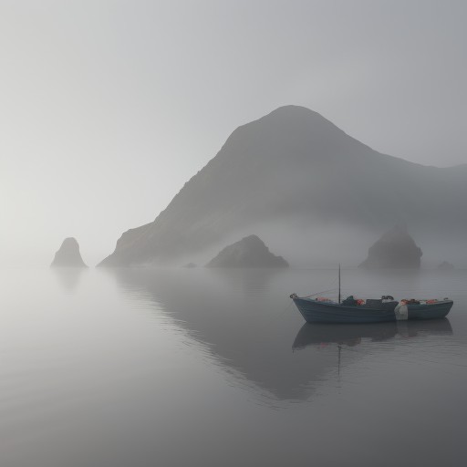 【海霧】釣り船での視界不良 | 安全な回避方法と対策 をイメージした 広角の風景 の写真