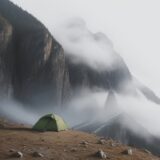 【登山】霧での停滞判断 | 安全に下山するための判断基準 をイメージした 広角の風景、山 の写真