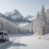 【冬山】霜による路面の凍結 | 安全に歩くための回避策 をイメージした 広角の風景、山、冬 の写真