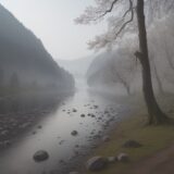 【川霧】発生する時間帯と条件 | 朝の川辺で出会う景色 をイメージした 広角の風景、川、川 の写真