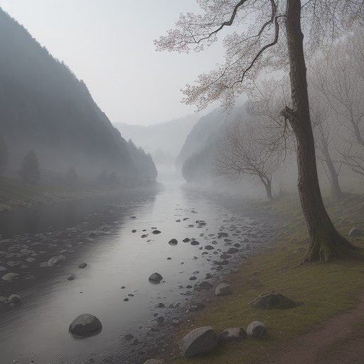 【川霧】発生する時間帯と条件 | 朝の川辺で出会う景色 をイメージした 広角の風景、川、川 の写真