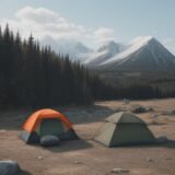 【キャンプ】最小限の装備で過ごす | 山の中での一泊体験 をイメージした 広角の風景、山 の写真