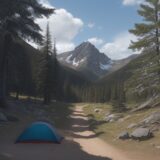 【山での捻挫】応急処置の固定方法 | 登山道で役立つ対処法 をイメージした 広角の風景、山、登山道、ハイキング の写真