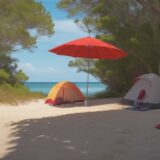 【ビーチパラソル】砂を抜く手順 | 後片付けを簡単にするコツ をイメージした 広角の風景 の写真