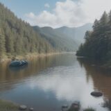 【カワムツ】自作の釣り仕掛け | 川での釣り方と作り方 をイメージした 広角の風景、川 の写真