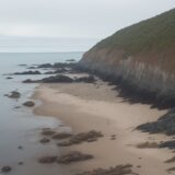 【潮位】満潮時の岩場歩き | 注意したい危険なポイント をイメージした 広角の風景 の写真