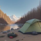 【獣害対策】川でのキャンプに持っていくグッズ | おすすめの道具を紹介します をイメージした 広角の風景、川 の写真