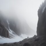 【登山】霧での停滞判断 | 安全に山を下りるための基準 をイメージした 広角の風景、山 の写真