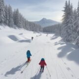 【スキー】子供の初挑戦に必要な道具 | 冬の雪山での準備リスト をイメージした 広角の風景、山、冬 の写真