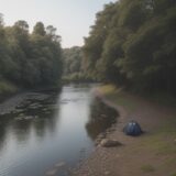 【コイ釣り】川での釣り方 | 注意したい危険なポイント をイメージした 広角の風景、川 の写真