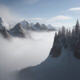 【登山】霧での停滞判断 | 安全に下山するための基準 をイメージした 広角の風景、山 の写真