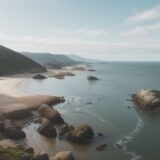 【潮の流れ】海での危険な場所 | 正しい見極め方のポイント をイメージした 広角の風景 の写真