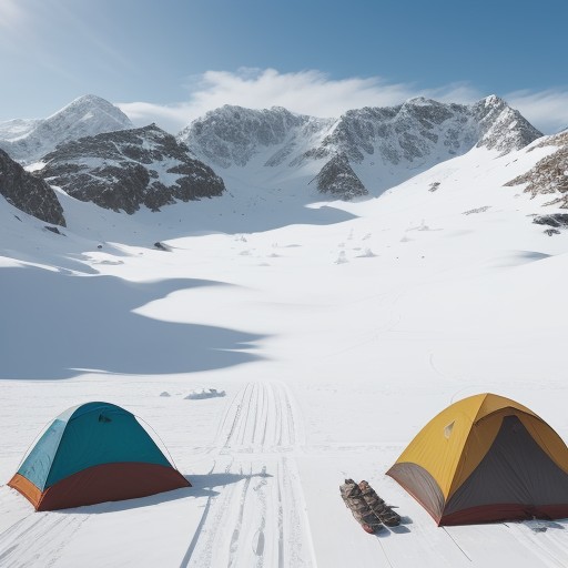 【ウィンタースポーツ】友人と揃えるレンタル装備 | 冬の雪山への準備 をイメージした 広角の風景、冬、山、冬 の写真