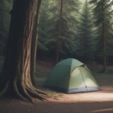 【キャンプ】設営後の疲れを抑える方法 | 体力の温存に役立つ工夫 をイメージした 広角の風景 の写真