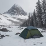 【低体温症】登山の濡れた服への対処 | 体温を守る着替えの手順 をイメージした 広角の風景、山 の写真