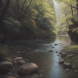 【川釣り】水面の変化で判断する | 魚がいるポイントの探し方 をイメージした 広角の風景、川 の写真