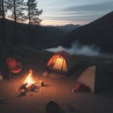 【キャンプ】炭の正しい後始末 | 火種を消して持ち帰る手順 をイメージした 広角の風景 の写真