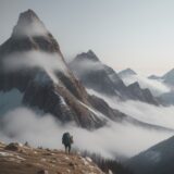 【登山】霧でのルート確認 | 停滞判断の基準と安全な下山方法 をイメージした 広角の風景、山 の写真