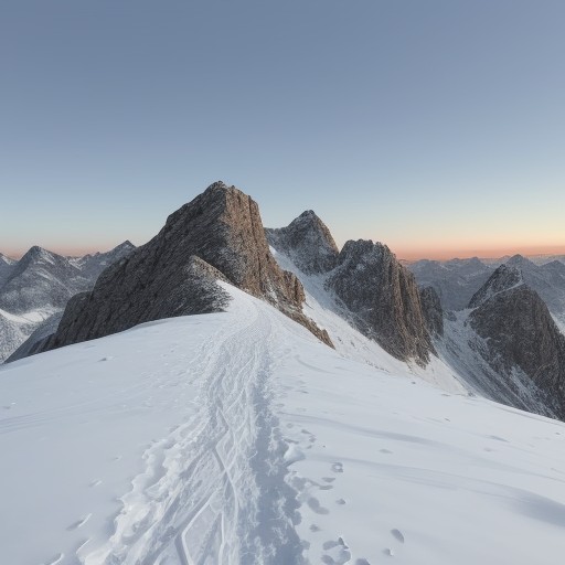 【登山】稜線を歩くルート | 風が吹き抜ける山頂への道 をイメージした 広角の風景、稜線 の写真