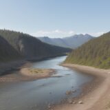 【川釣り】流れの巻き込みポイント | 魚が集まる場所の特徴 をイメージした 広角の風景、川 の写真