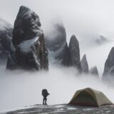 【登山】霧での視界の変化 | 安全な歩き方と対策について をイメージした 広角の風景、山 の写真