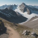 【登山】おすすめの周回コース | 山頂への道と下山のルート案内 をイメージした 広角の風景、山 の写真