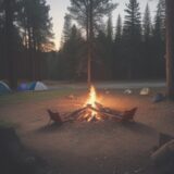 【焚き火】キャンプでの火災リスク | 保険で備える方法 をイメージした 広角の風景 の写真