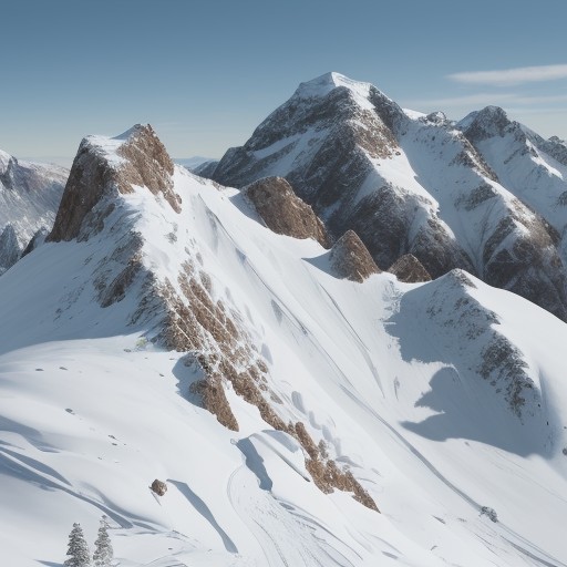 【雪崩】登山の停滞判断 | 安全なルート選びとリスク管理 をイメージした 広角の風景 の写真