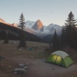 【食中毒】キャンプでの予防策 | 体調不良時の対処法 をイメージした 広角の風景 の写真