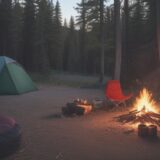 【キャンプ】焚き火の火の粉から靴を守る | おすすめの対策と選び方 をイメージした 広角の風景 の写真