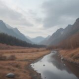 【川釣り】流れのヨレを避けるコツ | ライン管理とキャストのやり方 をイメージした 広角の風景、川 の写真
