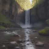 【川遊び】滝壺に潜むリスク | 安全な遊び方と注意点 をイメージした 広角の風景、川 の写真