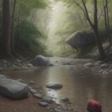【サワガニ】子供と行く川遊び | 捕まえ方のコツと道具 をイメージした 広角の風景、川 の写真