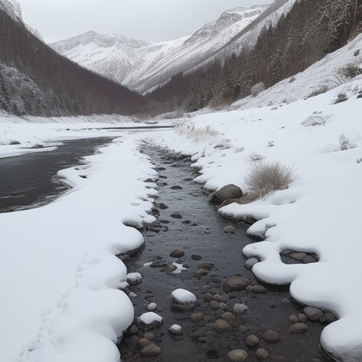 【川の水位】低下するタイミング | 釣りと河原歩きの計画術 をイメージした 冬、雪景色、春、雪景色、川 の写真